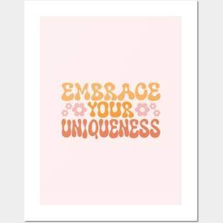 Embrace Your Uniqueness. Boho lettering motivation quote Posters and Art